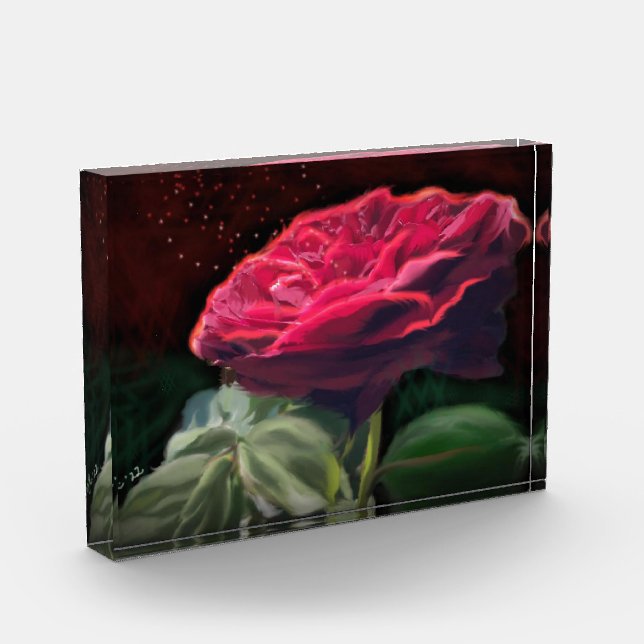 Bloc Photo Fleur Rouge Rose Vert Black Art Floral Fleurs (Gauche)