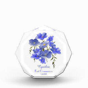 Bloc Photo Fleurs Bleues Première Communion Personnalisées