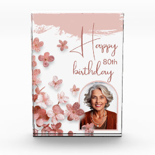 Bloc Photo Fleurs de Parties scintillant rose 80e anniversair