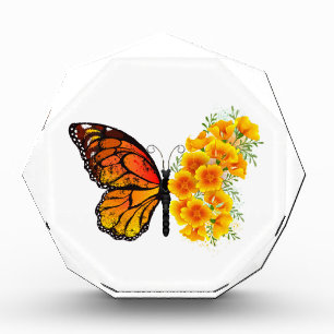 Bloc Photo Flower Butterfly with Yellow California Poppy