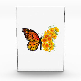 Bloc Photo Flower Butterfly with Yellow California Poppy