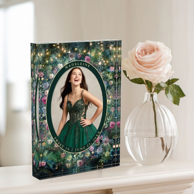 Bloc Photo Forêt Enchantée Rose de verdure Fée Bois (enchanted forest photo block wild rose floral emerald gold woodland fairy greenery keepsake sweet 16)