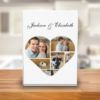 Bloc Photo Forme cardiaque intemporelle Couple personnalisé C