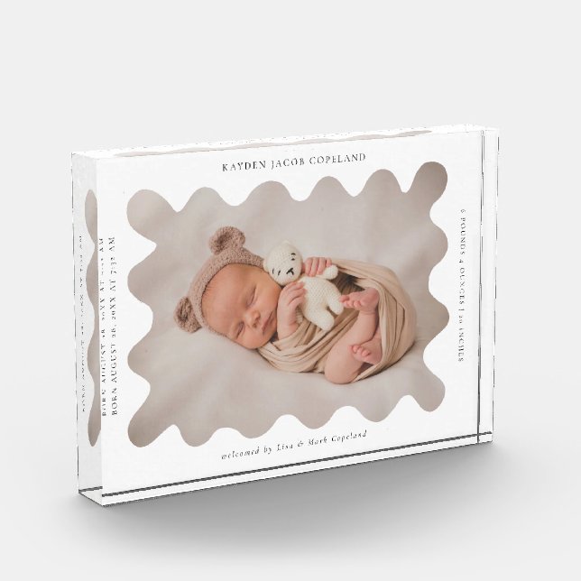 Bloc Photo Frame Wavy Quirky Nouveau-né Keepsaké (Gauche)