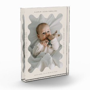 Bloc Photo Frame Wavy Quirky Nouveau-né Keepsaké Beige