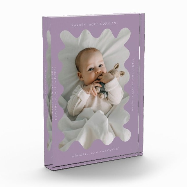 Bloc Photo Frame Wavy Quirky Nouveau-né Keepsaké violet (Gauche)