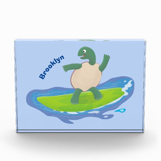 Bloc Photo Funny tortoise wave surfing cartoon (Devant)