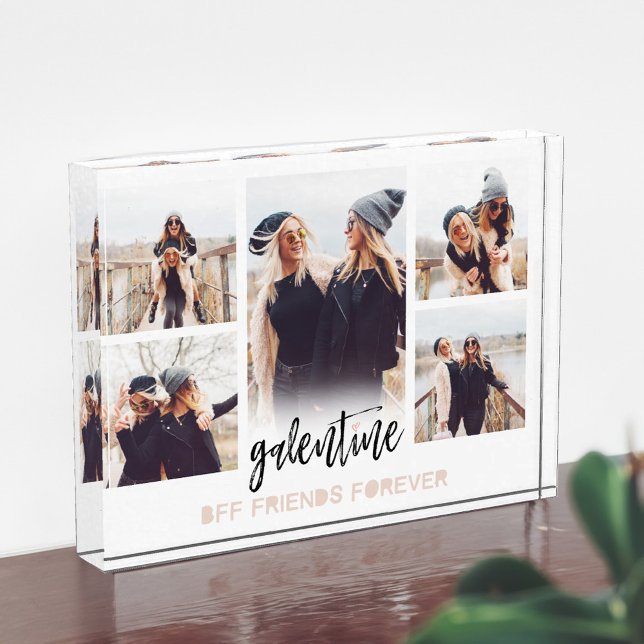 Bloc Photo Galentine BFF Friends Forever Photo Collage Blanc (Galentine BFF Friends Forever Photo Collage White)