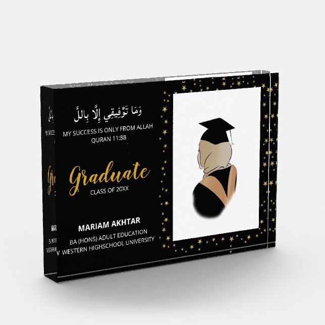 Bloc Photo Gardien moderne Elegant Black and Gold Graduation (Gauche)