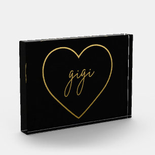 Bloc Photo Gigi Elegant Golden Gradient Heart Grandma Cadeau