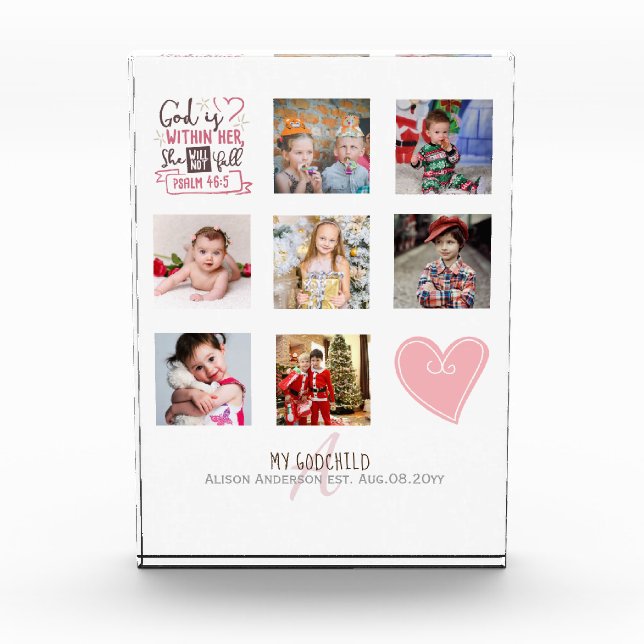 Bloc Photo GODMOTHER PHOTO COLLAGE Cadeau avec verset peut mo (Devant)