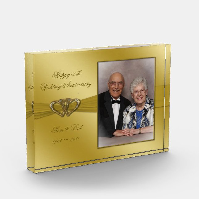 Bloc Photo Golden 50th Anniversaire classique photo acrylique (Gauche)