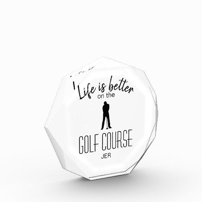 Bloc Photo Golfeur Terrain de golf Monogramme Initiales Blanc (Gauche)