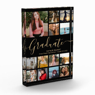 Bloc Photo Graduate Collage Graduation Black Gold Photo Block