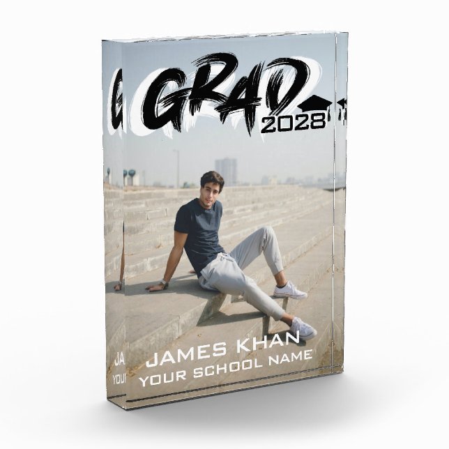 Bloc Photo Graduation de script de pinceau noir moderne (Gauche)