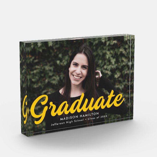 Bloc Photo Graduation de script jaune gras (Gauche)