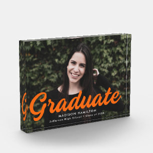 Bloc Photo Graduation du script orange en gras