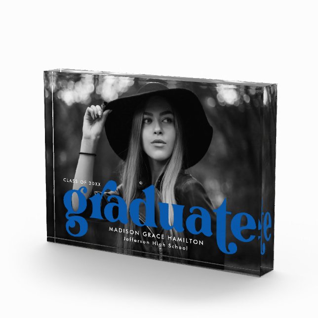 Bloc Photo Graduation en typographie bleu gras (Droite)