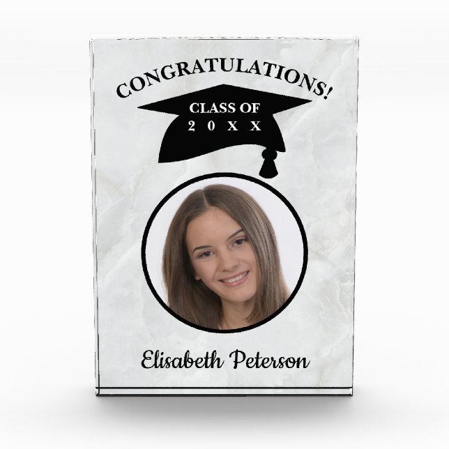 Bloc Photo Graduation Photo personnalisée sur marbre (Devant)