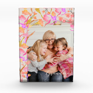 Bloc Photo Grand-mère Fleur sauvage de Boho rose et orange