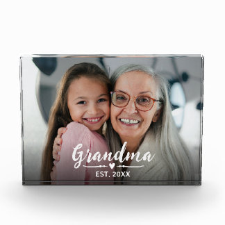 Bloc Photo Grand-mère personnalisée établie écriture blanche