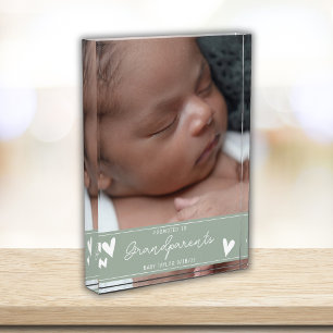 Bloc Photo Grand-parents promu Nouveau Baby Script Keepsaké
