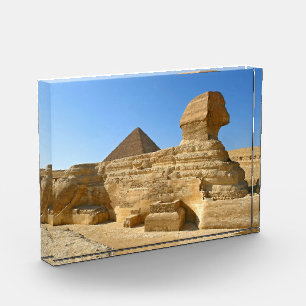 Bloc Photo Grand Sphinx de Gizeh avec la pyramide de Khafre -