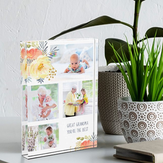 Bloc Photo Grande grand-mère Tu es la meilleure Pêche Florale (Créateur téléchargé)