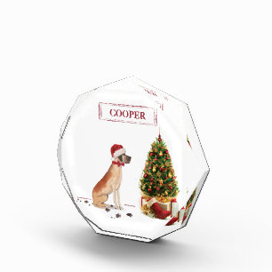 Bloc Photo Great Dane Funny Chien de Noël avec arbre