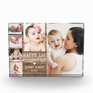 Bloc Photo Happy 1st Mother's Day Rustic Wood 6 Photo Collage
