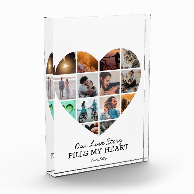 Bloc Photo Heart Photo Collage du texte personnalisé de Valen (Gauche)
