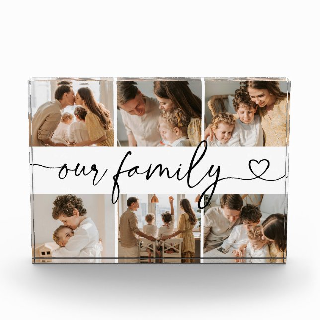 Bloc Photo Heart Script Typography Elegant Our Family (Devant)