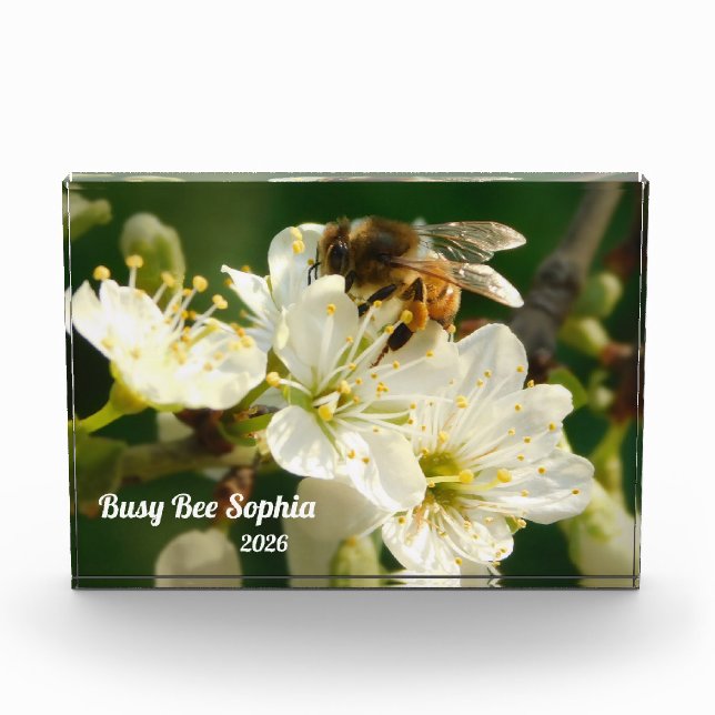 Bloc Photo Honeybee & White Plum Macro | Custom Photo Block (Devant)