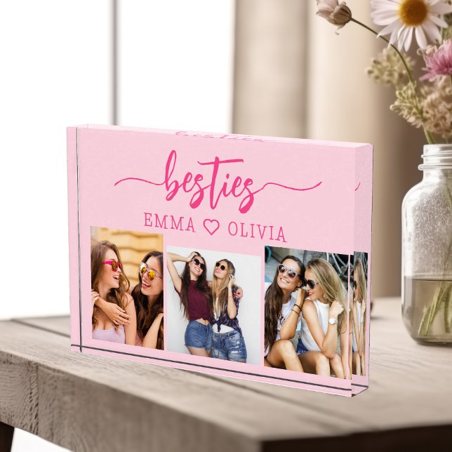Bloc Photo Hot Rose Besties Amis 3 Photo Collage Keepsaké (Créateur téléchargé)