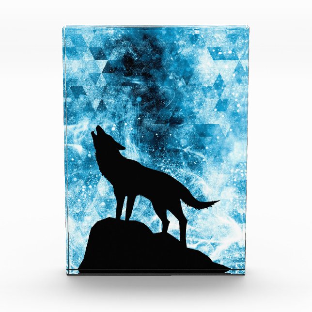 Bloc Photo Howling Wolf Hiver neige bleue fumée Abstraite (Devant)