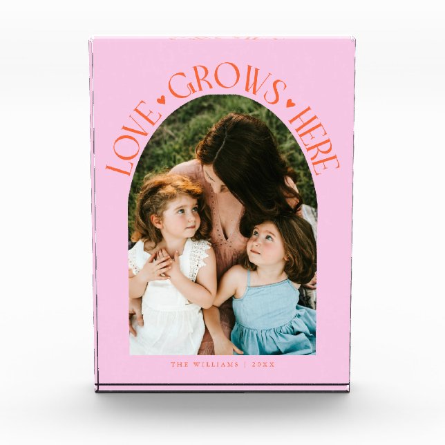 Bloc Photo Ici l'amour grandit Moderne Arch Orange Rose (Devant)