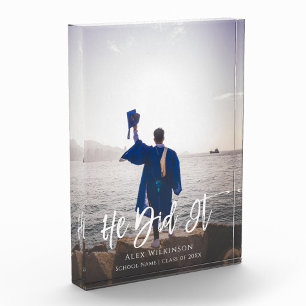 Bloc Photo Il L'A Fait Moderne Script Graduation