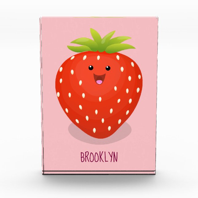 Bloc Photo Illustration de la fraise Cute kawaii (Devant)