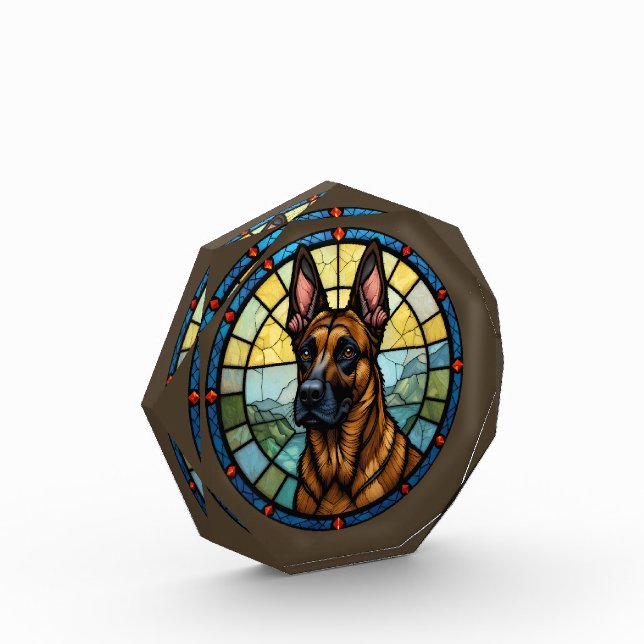 Bloc Photo Illustration de style vitrail du Malinois belge (Gauche)
