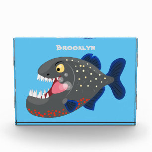 Bloc Photo Illustration drôle de piranha affamée