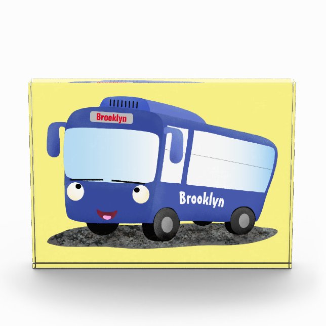 Bloc Photo Illustration d'un bus moderne bleu mignon (Devant)
