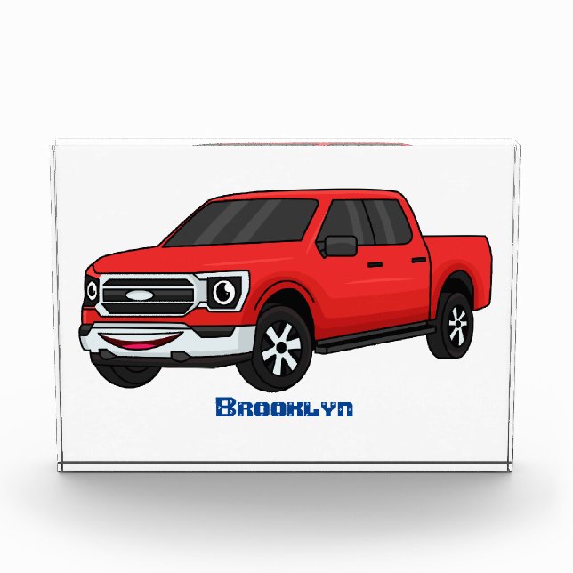 Bloc Photo Illustration d'une camionnette rouge mou (Devant)