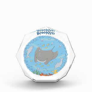 Bloc Photo Illustration d'une mignonne raie manta et de bulle