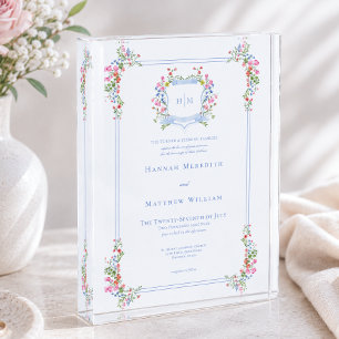 Bloc Photo Invitation de souvenir de fleur sauvage pastel ble