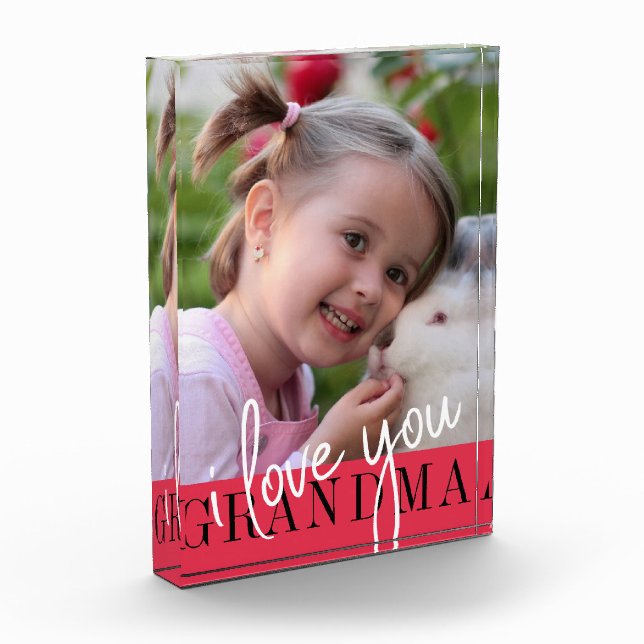 Bloc Photo Je t'aime, grand-mère, photo personnalisée (Gauche)