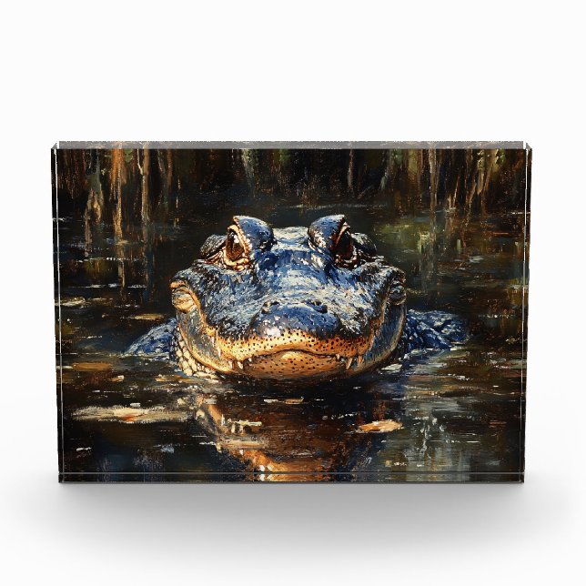 Bloc Photo Joli Alligator en Floride Everglades Peinture (Devant)