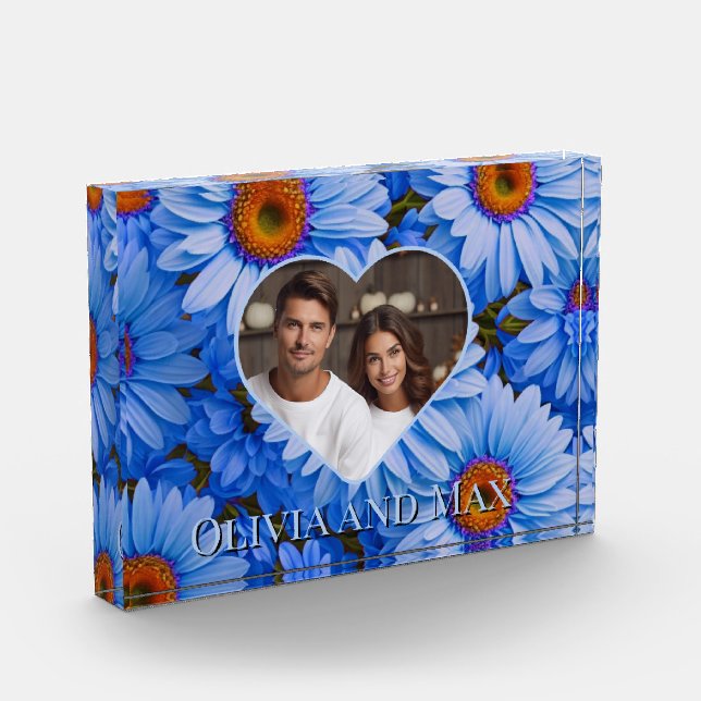 Bloc Photo Joli bleu bleu motif marguerite (Gauche)