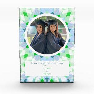Bloc Photo Joli Blue Green Graduation Photo Keepsaké Cadeau