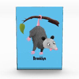 Bloc Photo Joli opossum accroché à la branche dessin animé