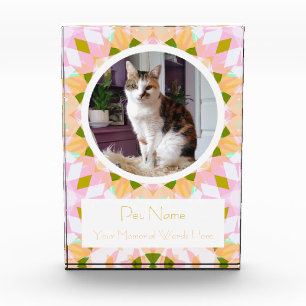 Bloc Photo Joli Vert Rose Mémorial Chat Chien Animal de Compa